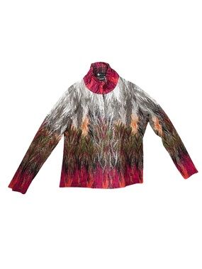 Damee Inc Zip Jacket Womens XL Collar Rhinestone Lightweight Sheer Wearable Art